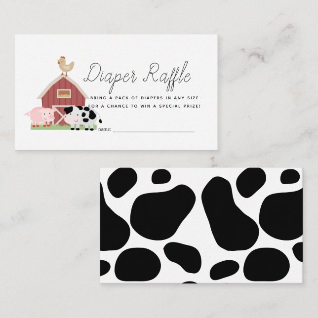 Tarjeta De Recepción Granja de animales Barnyard Diaper Raffle Ticket (Anverso / Reverso)