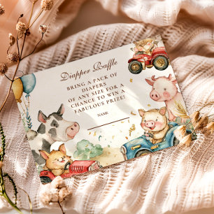 Tarjeta De Recepción Granja de Barnyard Animales Diapper Raffle