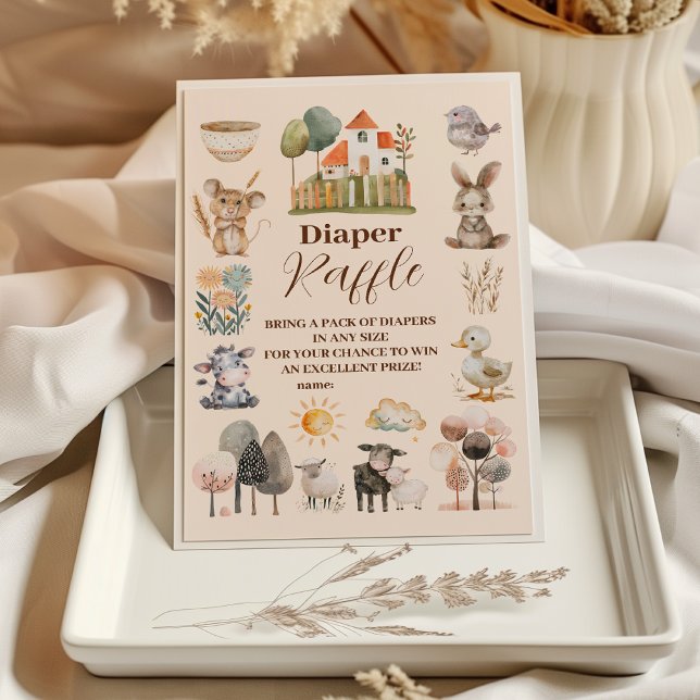 Tarjeta De Recepción Granja de verdor Animales Barnyard Raffle Diapper (Subido por el creador)