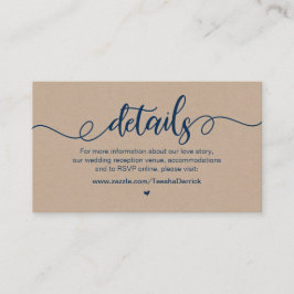 Tarjeta De Recepción Granja rústica, azul marino, Kraft, detalles del B