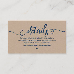 Tarjeta De Recepción Granja rústica, azul marino, Kraft, detalles del B