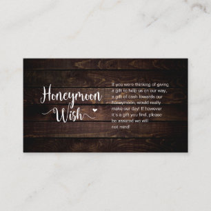 Tarjeta De Recepción Granja rústica Madera oscura, deseo de luna de mie