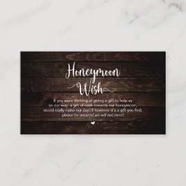 Tarjeta De Recepción Granja rústica Madera oscura, deseo de luna de mie