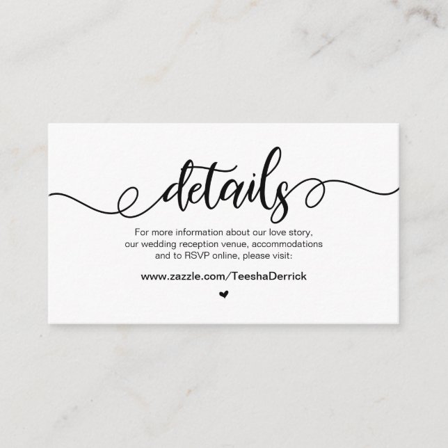 Tarjeta De Recepción Granja rústica moderna, fuente negra, detalles Bod (Anverso)