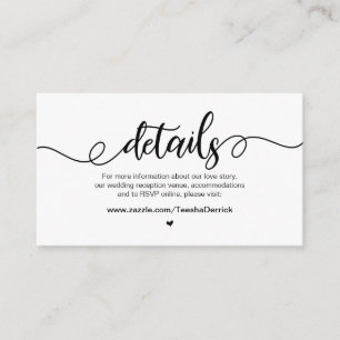 Tarjeta De Recepción Granja rústica moderna, fuente negra, detalles Bod