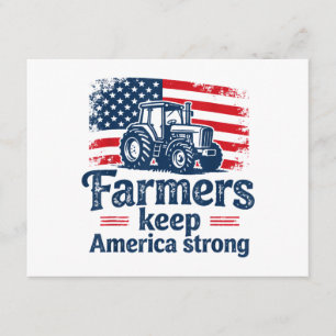 Tarjeta De Recepción Granjero Americano Patriótico Tractor Vida De Gran