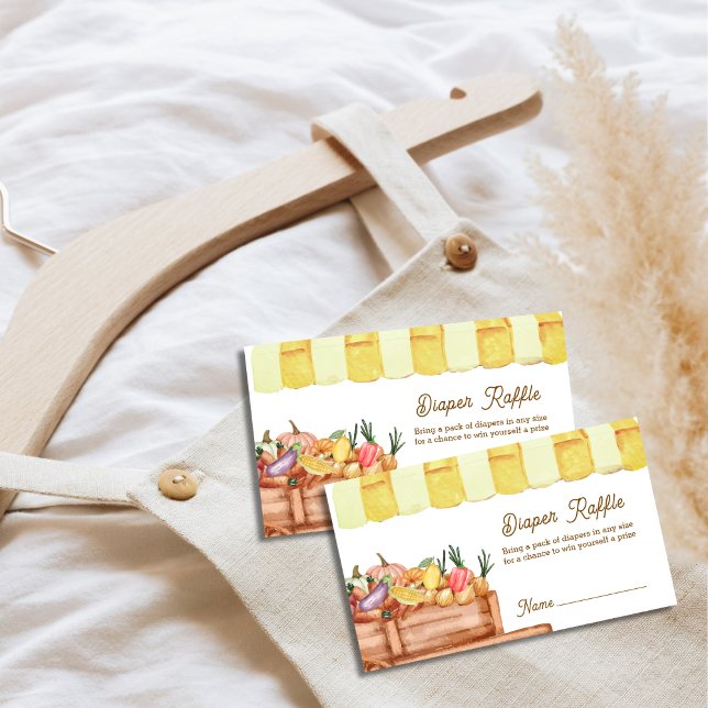 Tarjeta De Recepción Granjero Veggie Fruits Diaper Raffle Baby Shower (Farmer Veggie Fruits Diaper Raffle Baby Shower Enclosure Card)