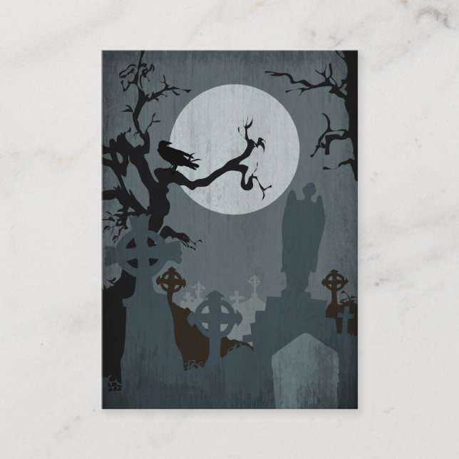 Tarjeta De Recepción Graveyard y Luna llena para Halloween (Anverso)