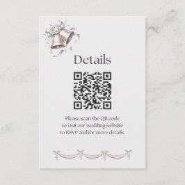 Tarjeta De Recepción Gray and Pink Bells Details Insert for Invitation