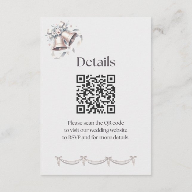 Tarjeta De Recepción Gray and Pink Bells Details Insert for Invitation (Anverso)