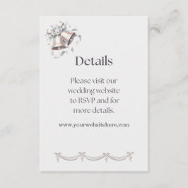 Tarjeta De Recepción Gray and Pink Bells Details Insert for Invitation