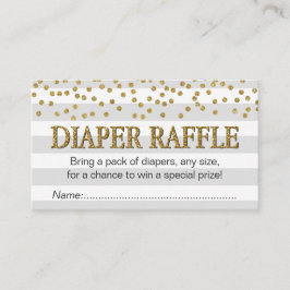 Tarjeta De Recepción Gray Gold Elegant Baby Shower Diaper Raffle Ticket