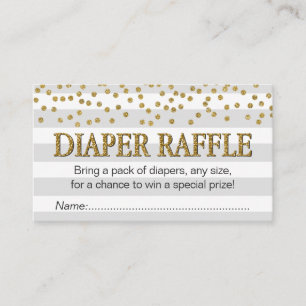 Tarjeta De Recepción Gray Gold Elegant Baby Shower Diaper Raffle Ticket