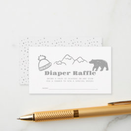 Tarjeta De Recepción Gray Hand-Drawn Winter Baby Diaper Raffle Ticket