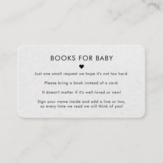 Tarjeta De Recepción Gray Kraft Paper Earthy Books Solicitud de Baby Sh (Anverso)
