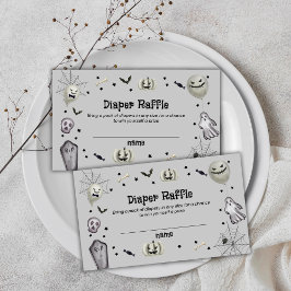 Tarjeta De Recepción Gray Little Boo Ghost Diaper Raffle Baby Shower