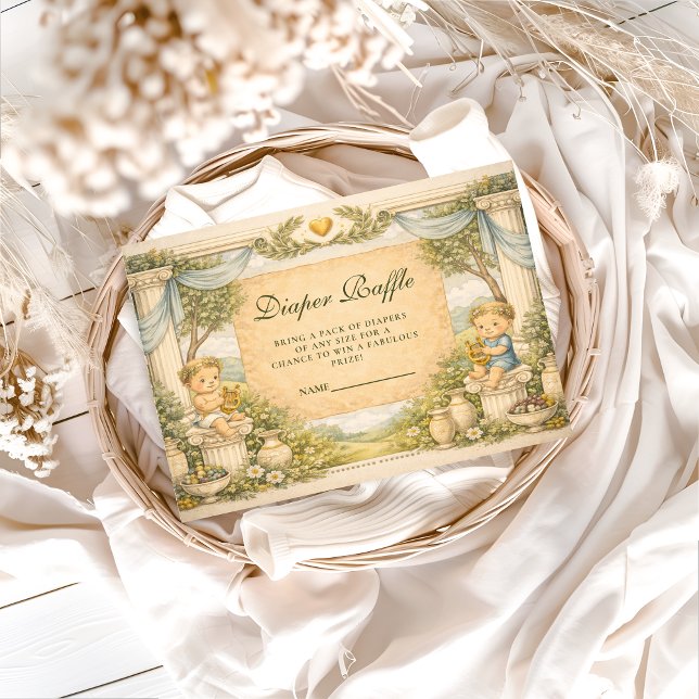 Tarjeta De Recepción Greek Coastal Columns Diapper Raffle (Subido por el creador)