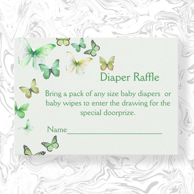 Tarjeta De Recepción Green A Little Butterfly Baby Shower Diaper Raffle (Subido por el creador)