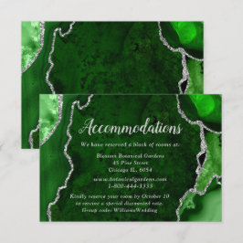 Tarjeta De Recepción Green and Silver Agate Wedding Accommodations
