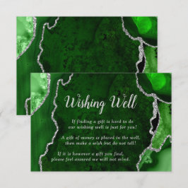 Tarjeta De Recepción Green and Silver Agate Wedding Wishing Well