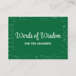 Tarjeta De Recepción Green and White Graduate Words of Wisdom Advice