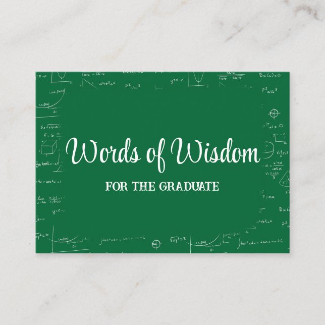 Tarjeta De Recepción Green and White Graduate Words of Wisdom Advice (Anverso)