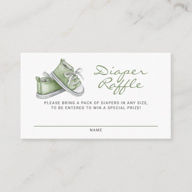 Tarjeta De Recepción Green Baby Booties Baby Shower Diaper Raffle (Anverso)