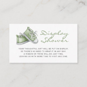 Tarjeta De Recepción Green Baby Booties Baby Shower Display Shower