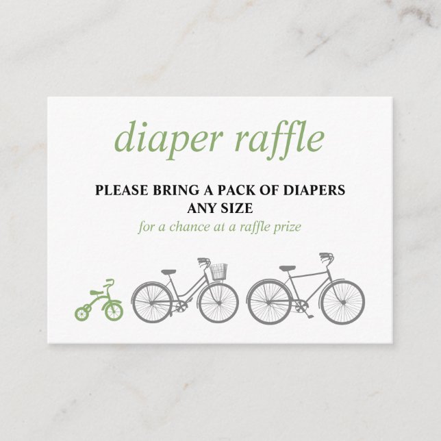 Tarjeta De Recepción Green Bicycle Diaper Raffle (Anverso)