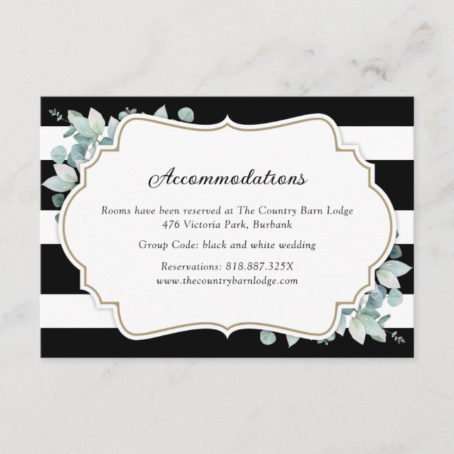 Tarjeta De Recepción Green Black and White Hotel Accommodation Card (Anverso)