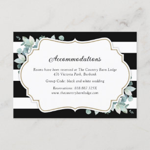 Tarjeta De Recepción Green Black and White Hotel Accommodation Card