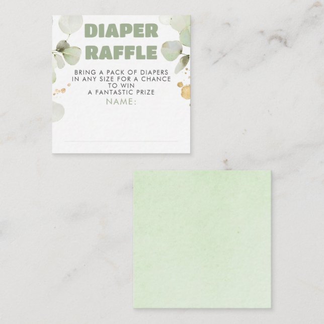 Tarjeta De Recepción Green Brown Diaper Raffle Entradas de Baby Shower (Anverso / Reverso)