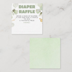 Tarjeta De Recepción Green Brown Diaper Raffle Entradas de Baby Shower