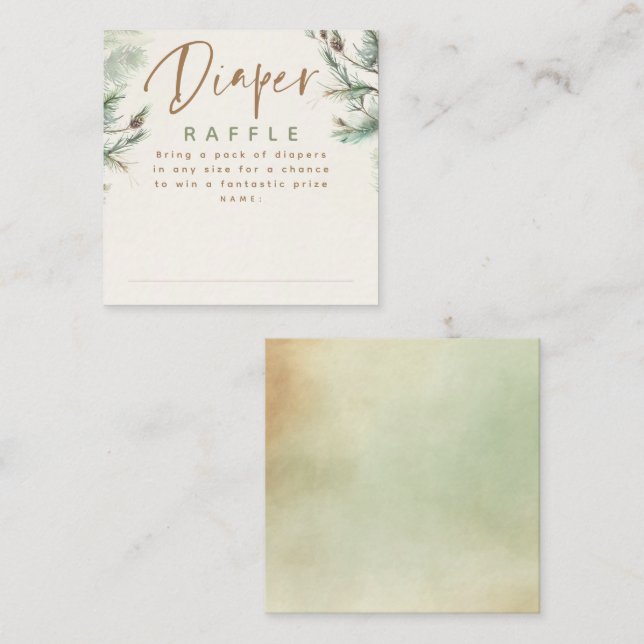 Tarjeta De Recepción Green Brown Diaper Raffle Entradas de Baby Shower (Anverso / Reverso)