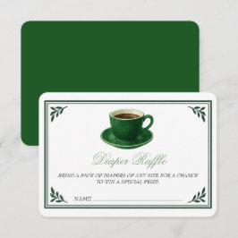 Tarjeta De Recepción Green Coffee Cup Diaper Raffle Baby Shower