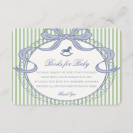 Tarjeta De Recepción Green Coquette Bow Rocking Horse Books for Baby