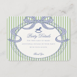 Tarjeta De Recepción Green Coquette Bow Rocking Horse Details