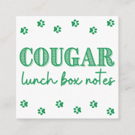 Tarjeta De Recepción Green Cougar Print Name Lunch Box Notes