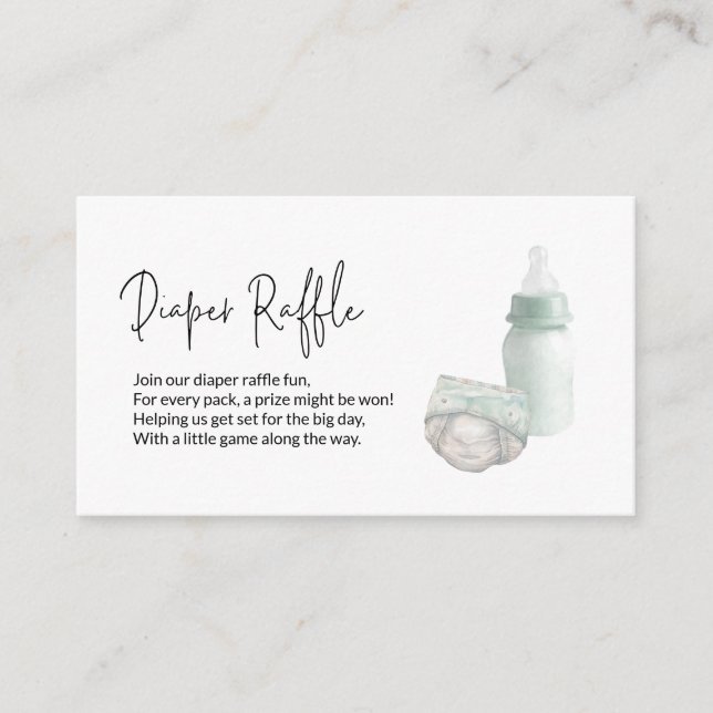 Tarjeta De Recepción Green Diaper Raffle (Anverso)