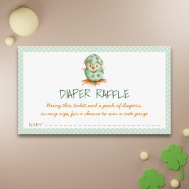 Tarjeta De Recepción Green Diaper Raffle con Baby Shower