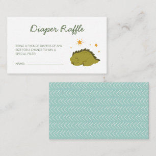 Tarjeta De Recepción Green Dinosaur Stars Baby Diaper Raffle