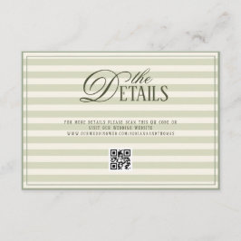 Tarjeta De Recepción Green Elegant Timeless Wedding QR code Details