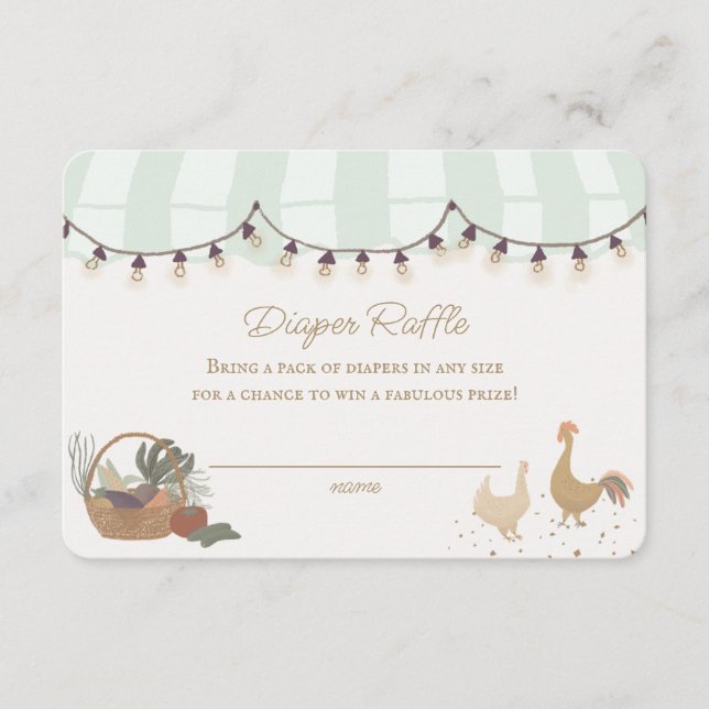 Tarjeta De Recepción Green Farmers Market Farm Diaper Raffle Insert (Anverso)