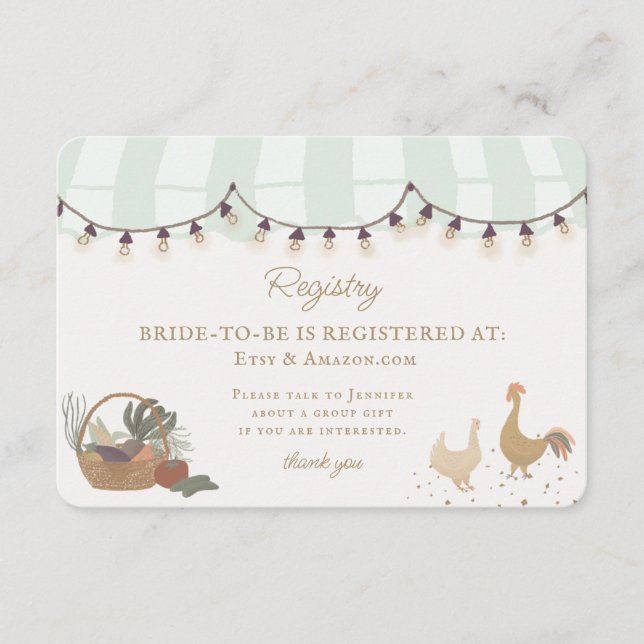 Tarjeta De Recepción Green Farmers Market Farm Fresco Registry Insert (Anverso)