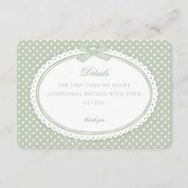 Tarjeta De Recepción Green Gingham Coquette Bow Details Card