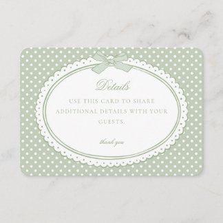 Tarjeta De Recepción Green Gingham Coquette Bow Details Card