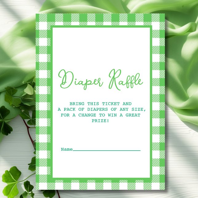 Tarjeta De Recepción Green Gingham Diaper Raffle (Green Gingham Diaper Raffle Enclosure Card)