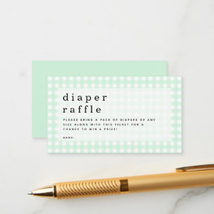 Tarjeta De Recepción Green Gingham Diaper Raffle Baby Shower