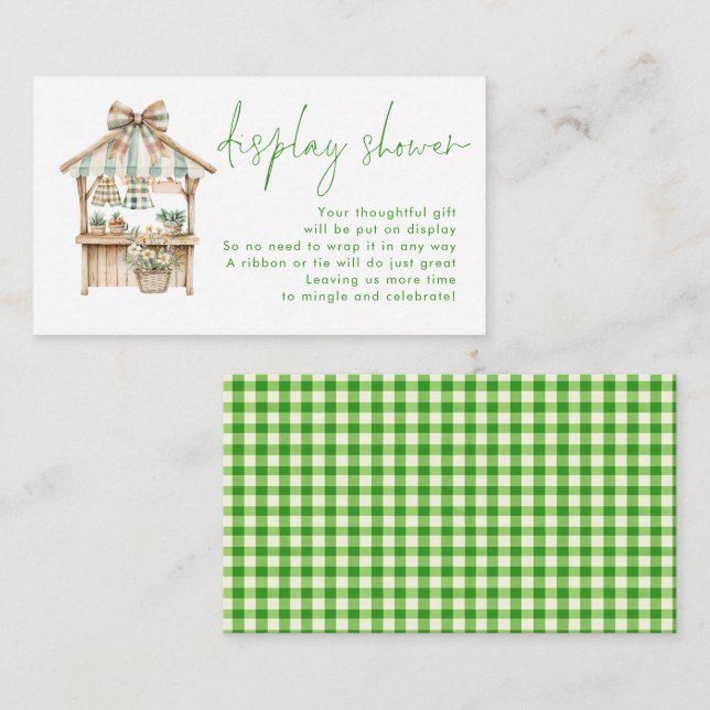 Tarjeta De Recepción Green Gingham Farmers Display Baby Shower (Anverso / Reverso)