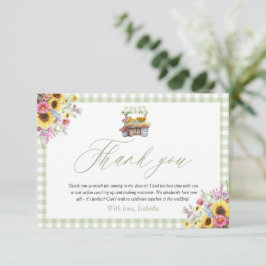 Tarjeta De Recepción Green Gingham Fresh Off The Market Gracias Card